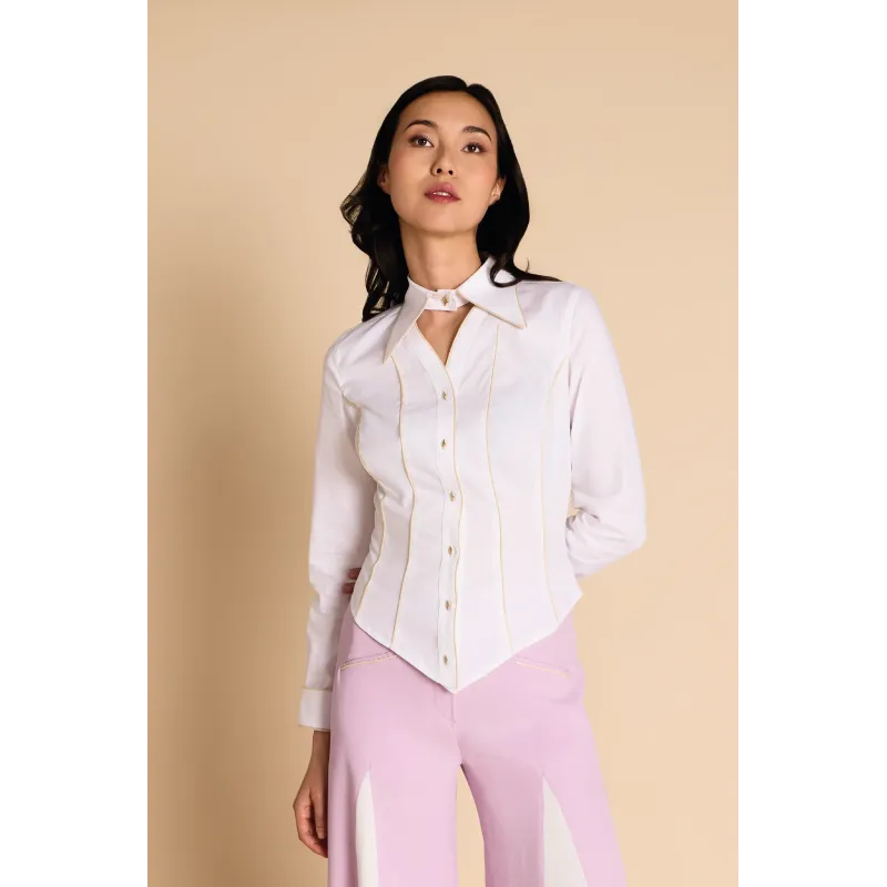 Anthonia — Chemise cintrée blanche made in France | CLÉCLÉ