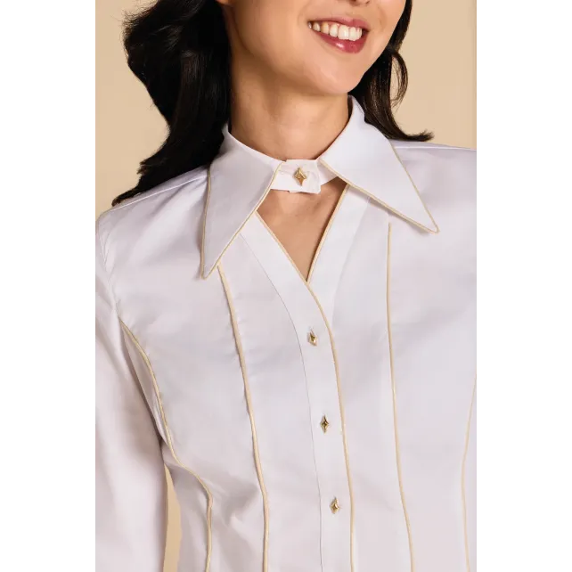 Anthonia — Chemise cintrée blanche made in France | CLÉCLÉ