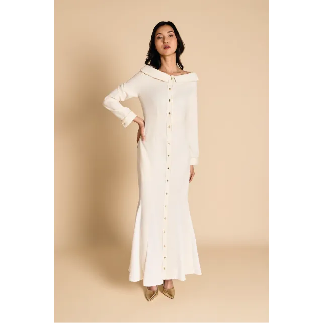 Chrysanthie — Robe longue ivoire made in France | CLÉCLÉ