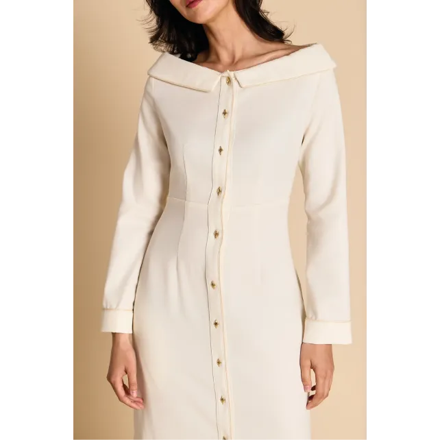 Chrysanthie — Robe longue ivoire made in France | CLÉCLÉ